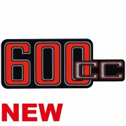 Autocollant pour cache batterie 600CC rouge et noir fond gris