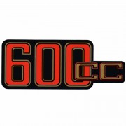 Autocollant pour cache batterie 600CC rouge et noir fond or