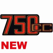 Autocollant pour cache batterie 750CC rouge et noir fond or