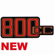 Autocollant pour cache batterie 800CC rouge et noir fond or