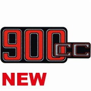 Autocollant pour cache batterie 900CC rouget et noir fond gris