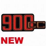 Autocollant pour cache batterie 900CC rouge et noir fond gris