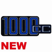 Autocollant pour cache batterie 1000CC bleu et noir fond gris