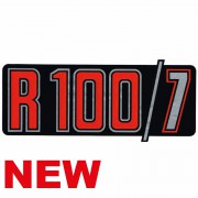 Autocollant pour cache batterie R100/7 rouge et noir fond gris